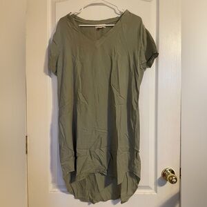 Cloth & Stone Green High Low Mini Tunic Dress‎ Large Minimalist Travel Vacation